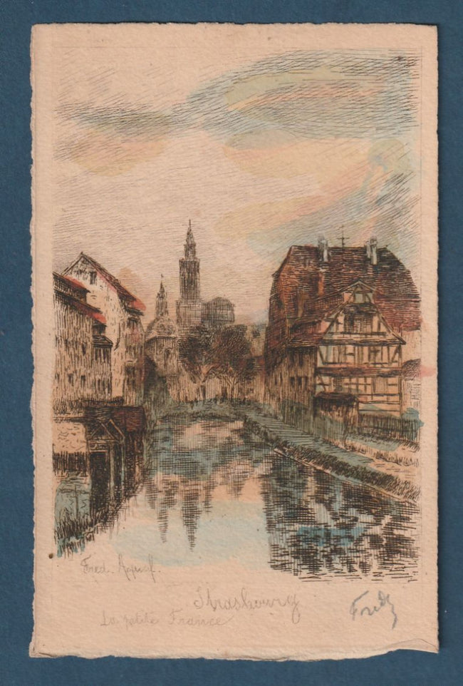 France - Gravure - Strasbourg - La Petite France - Signée