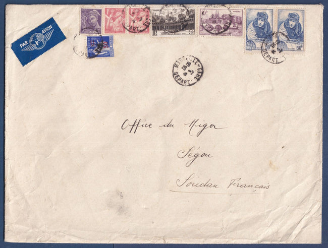 France - Enveloppe par avion - Guynemer sur lettre - pour Ségou ( Soudan ) - tarif à 117 Francs 90 - 1940