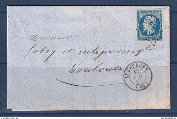 France - YT n° 14 - oblitération Petit Chiffre PC 3072 - Saint Gaudens pour Toulouse - 1957