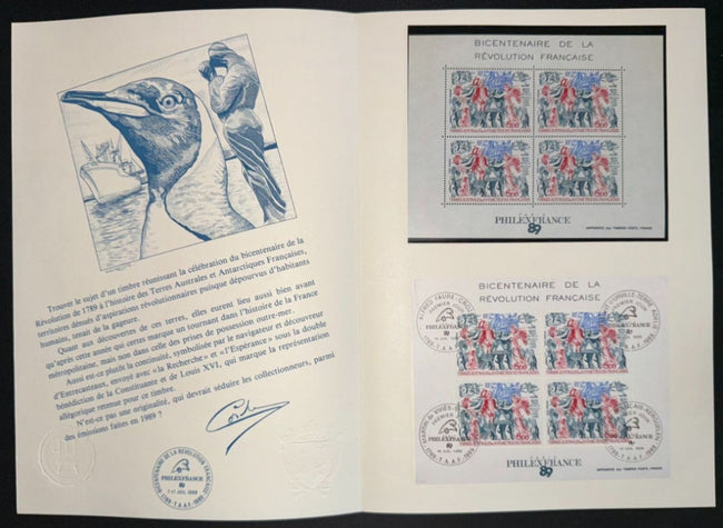 TAAF - Document philatélique - FDC - Premier Jour - YT bloc n° 108 - Philexfrance - 1989