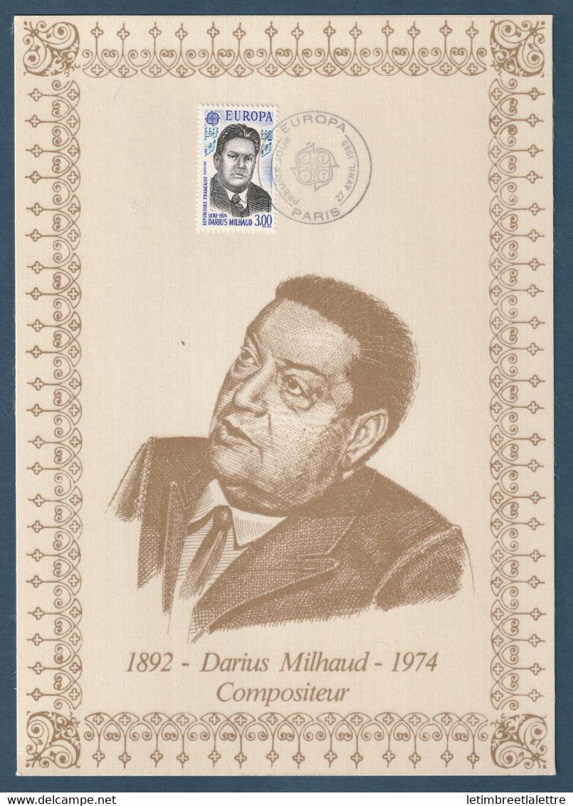 ⭐ France - Document Philatélique - Premier Jour - FDC soie - Darius Milhaud - Compositeur - 1985 ⭐