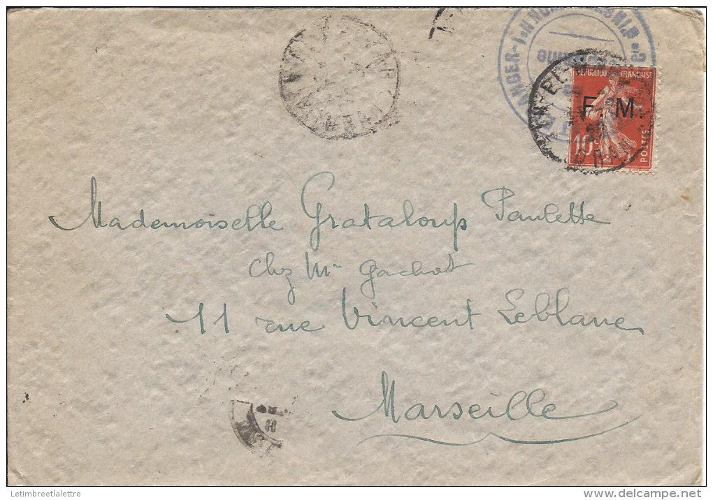 lettre en franchise militaire d'Oran 1926