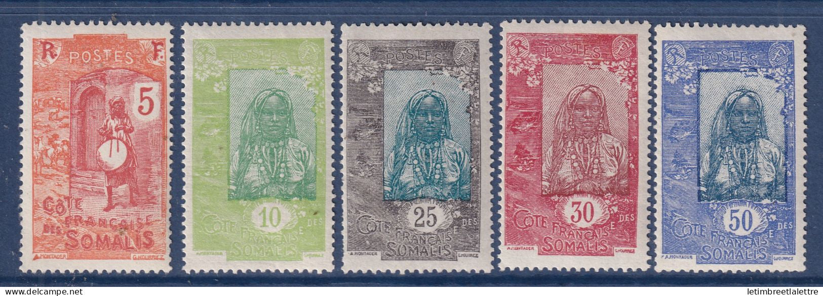 Côte des Somalis - YT n° 103 à 107 * - Neufs avec charnière - 1922 / 1924