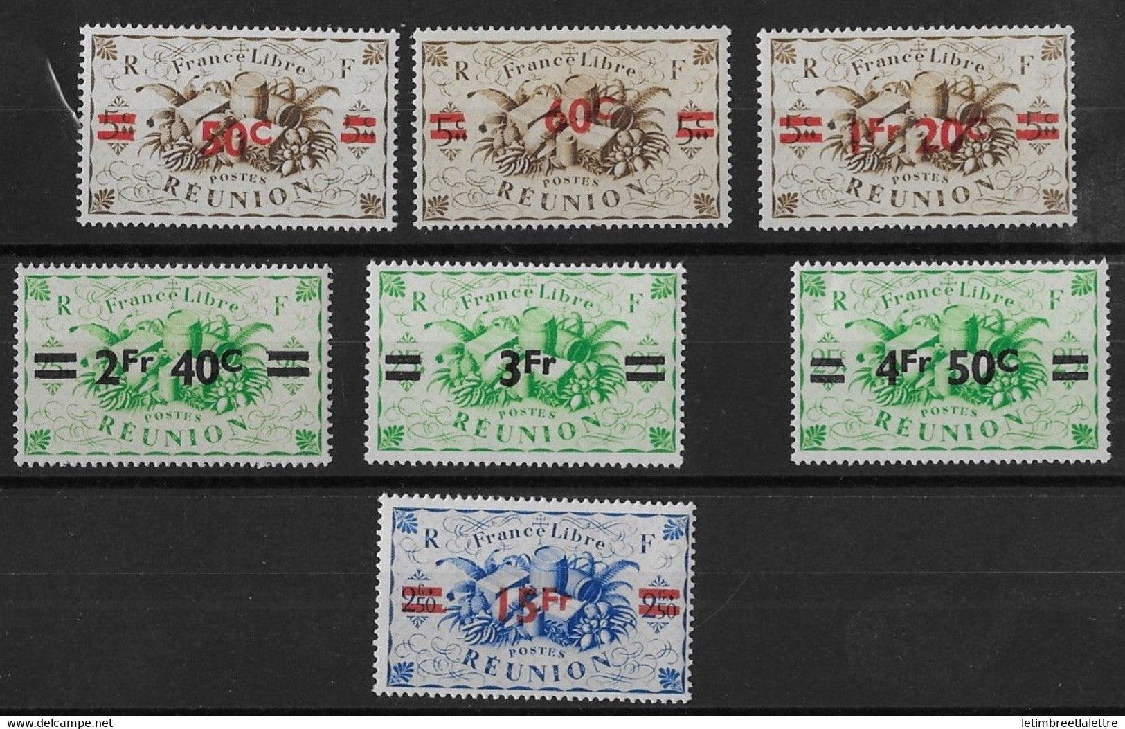 Réunion - YT n° 252 à 259 ** - neuf sans charnière - 1945