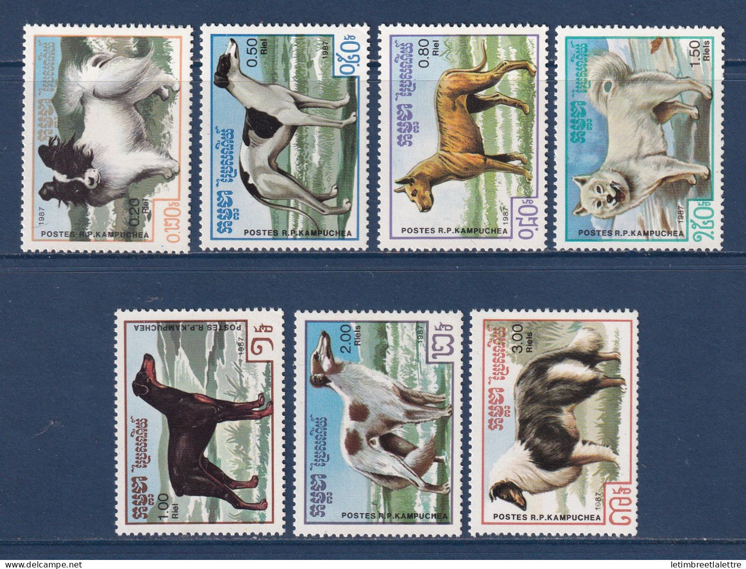 Kampuchéa - YT n° 719 à 725 ** - Neuf sans charnière - Chiens de races - 1987