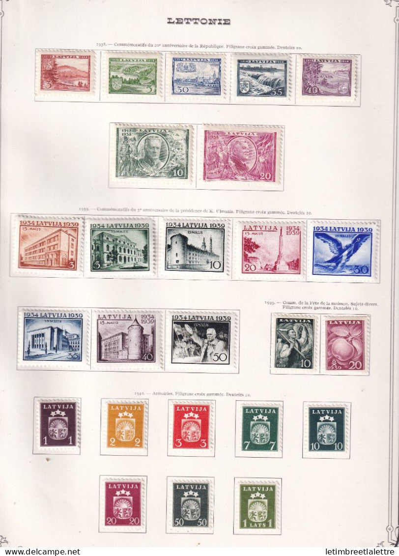 Lettonie - collection à la Page - * Neuf avec charnière - 1938 1940