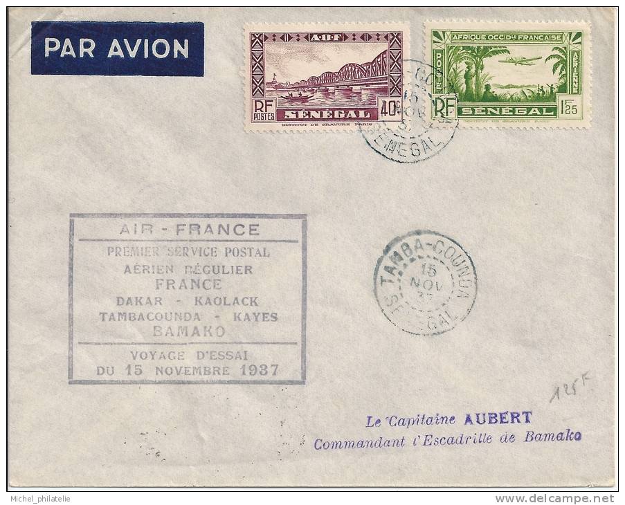 St Pierre et Miquelon, Premier service postal aérien régulier France, Dakar - Kaolack - Tambacounda - Kayes - Bamako 193