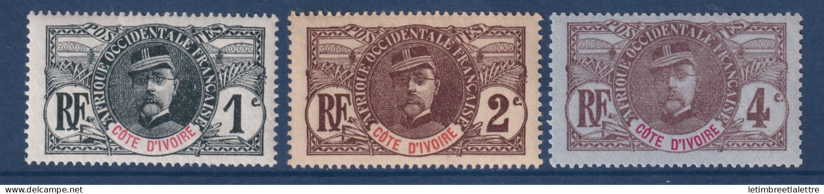 Côte d'Ivoire - YT n° 21 à 23 * - Neuf avec charnière - 1906 1907