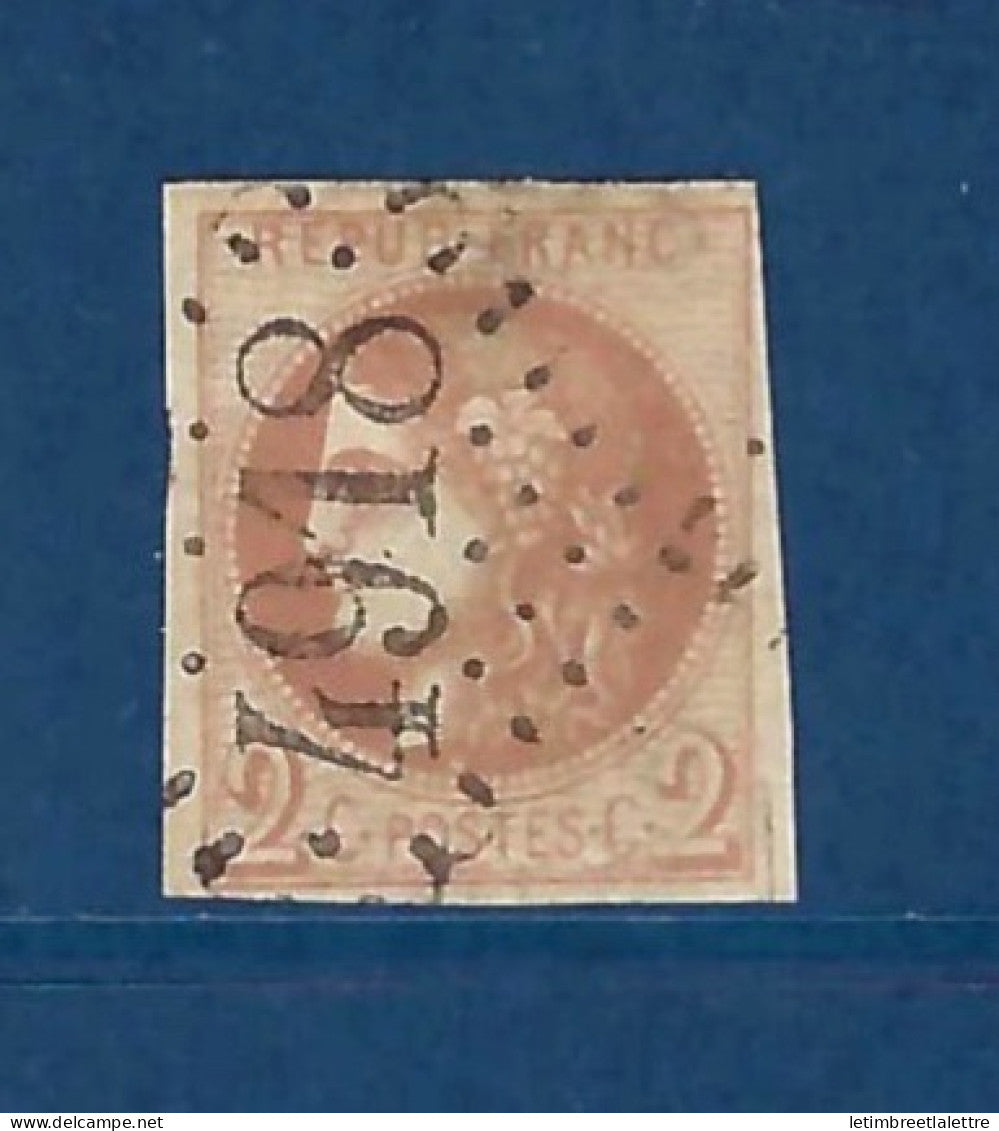 France - YT n° 40 B - oblitéré Gros chiffre 4918 ( Saugnac et Huret ) - couleur chocolat - 1870
