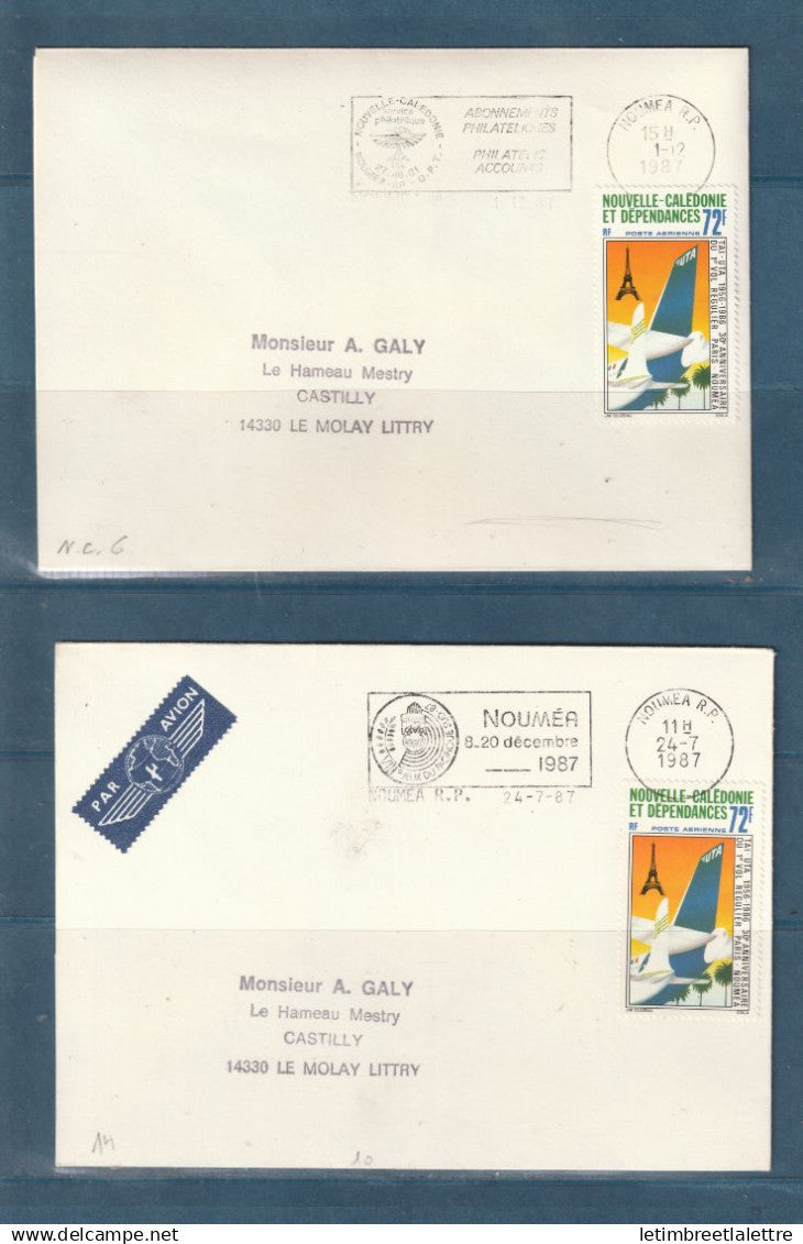 Nouvelle Calédonie - Poste aérienne - YT n° 250 seul sur lettre - par avion pour le Molay Littry en 1987