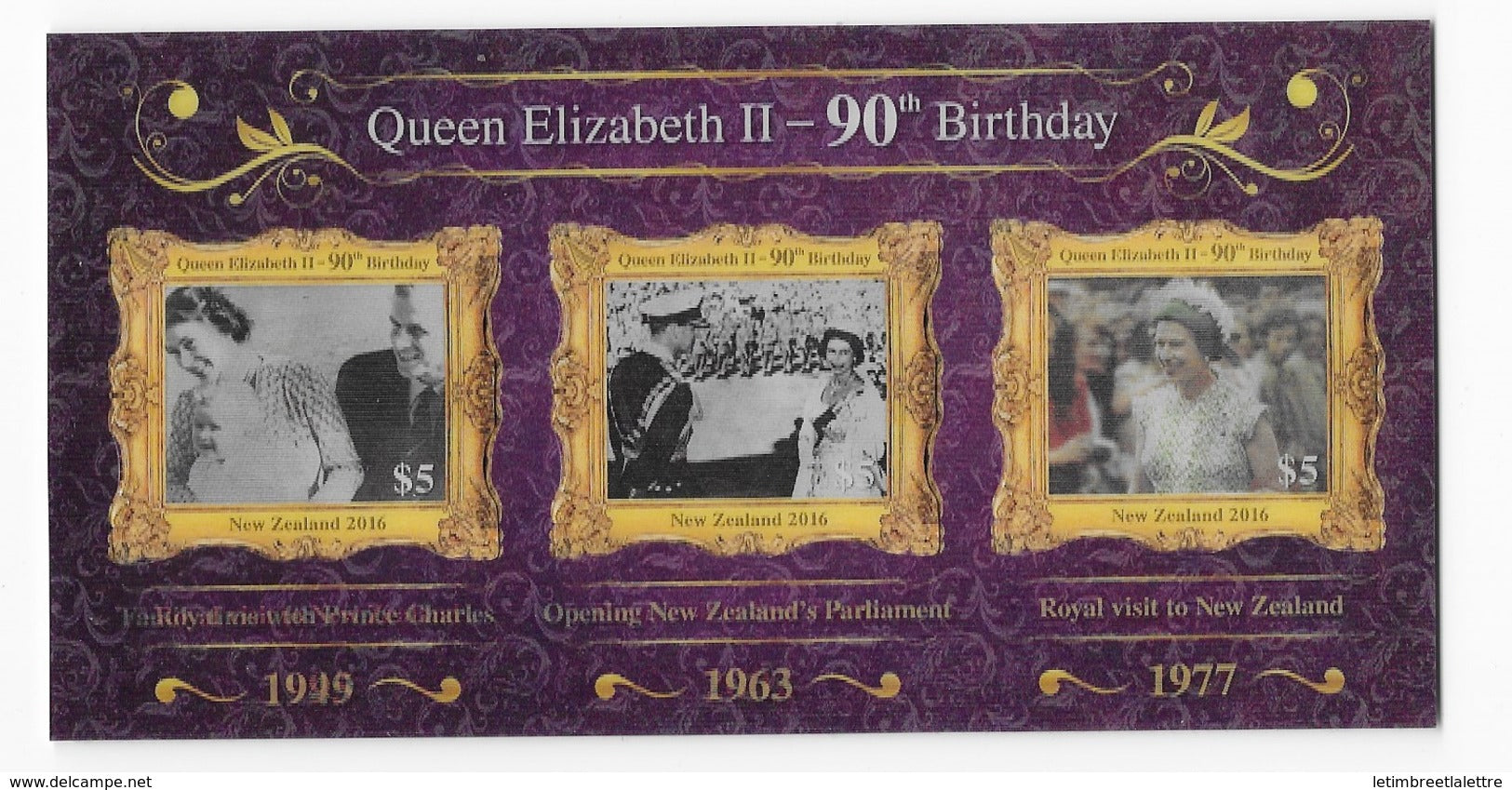 Nouvelle-Zélande Bloc feuillet n°336** anniversaire de S.M ElizabethII, auto-adhésif avec procédé lenticulaire