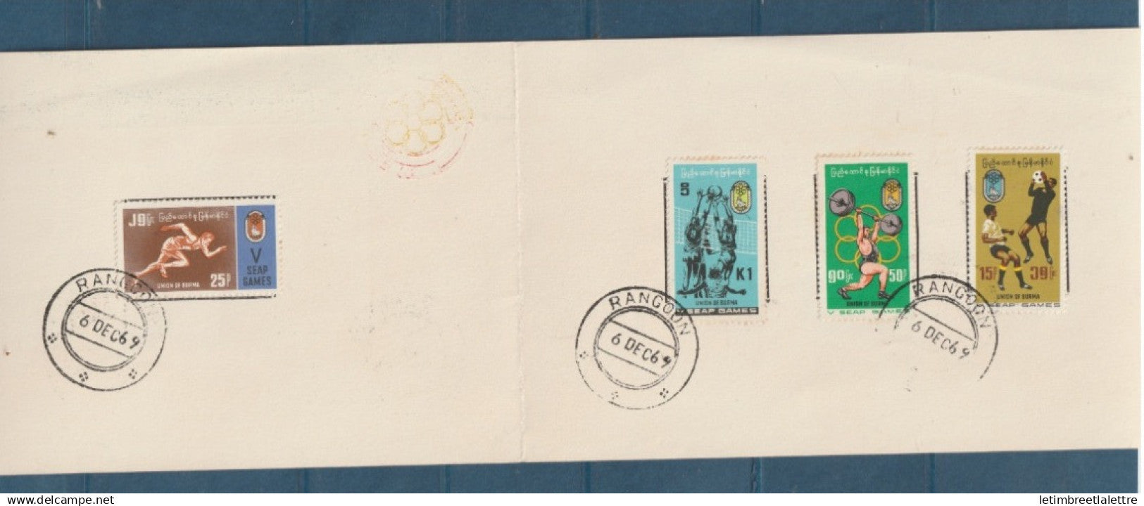 Myanmar - Birmanie -  Burma - YT n° 126 à 129 - FDC premier jour SEAP games - 5 ème jeux Asiatique - 1969
