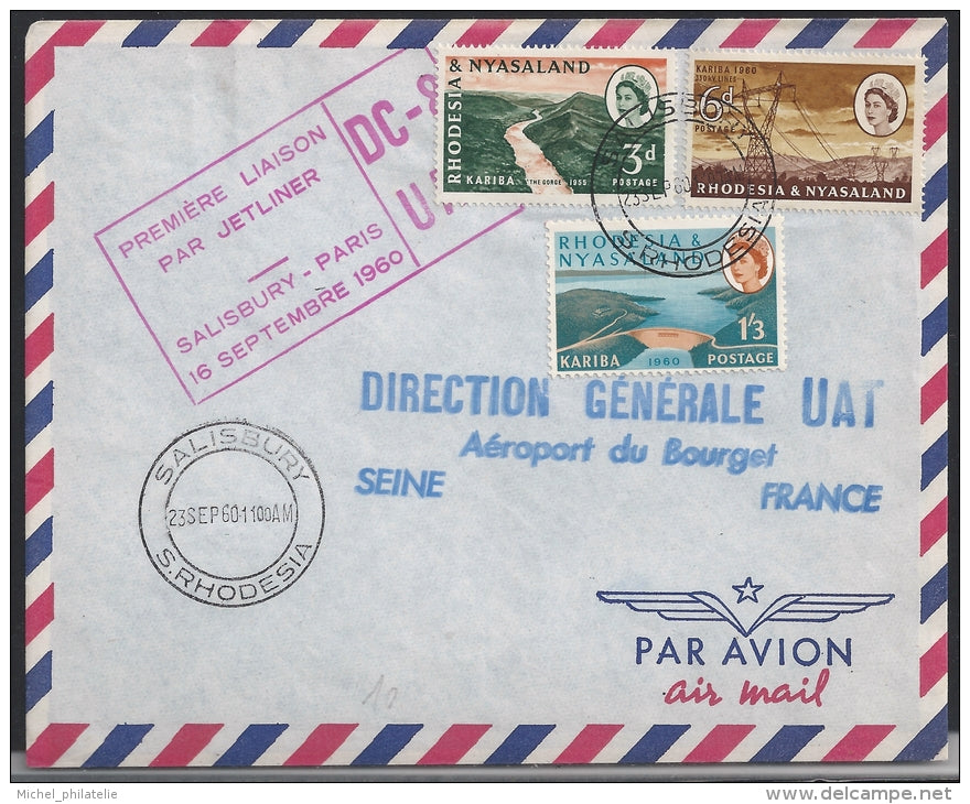 Premiere liaison par jetliner, Salisbury Paris, 16 Septembre 1960