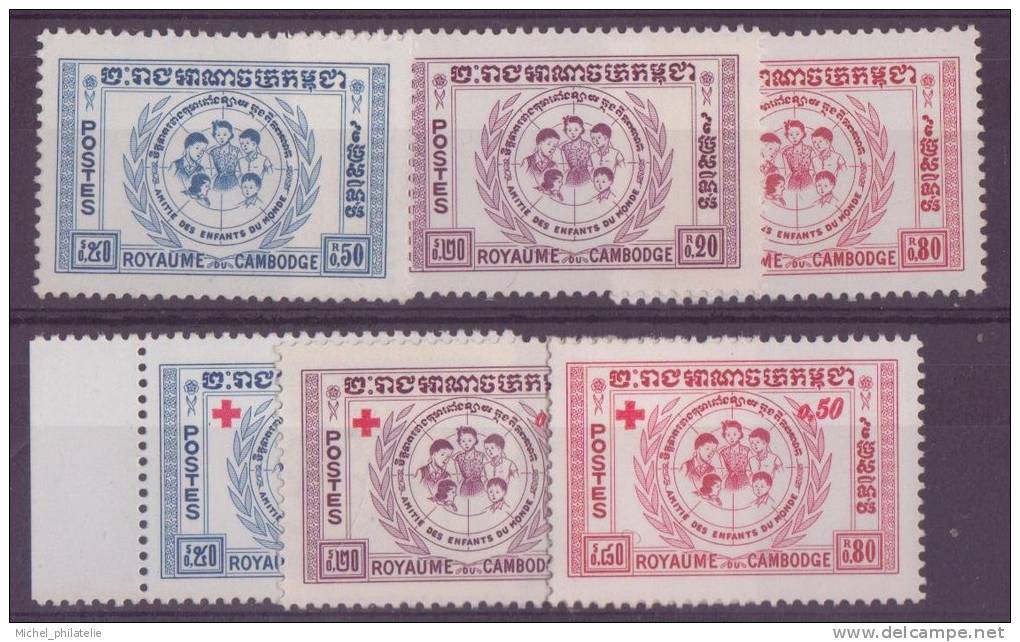 Cambodge n° 78 à 80 et 81 à 83** neuf sans charniere