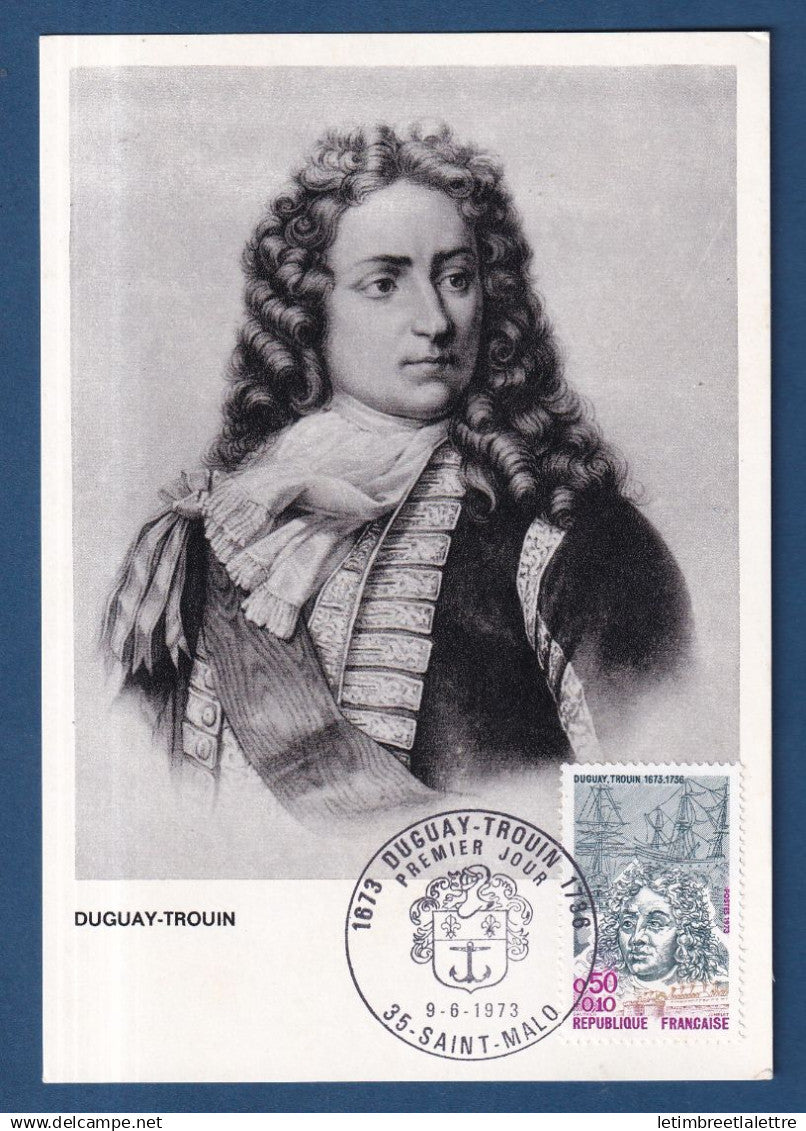 France - FDC - Premier Jour - Carte Maximum - Duguay Trouin - 1973
