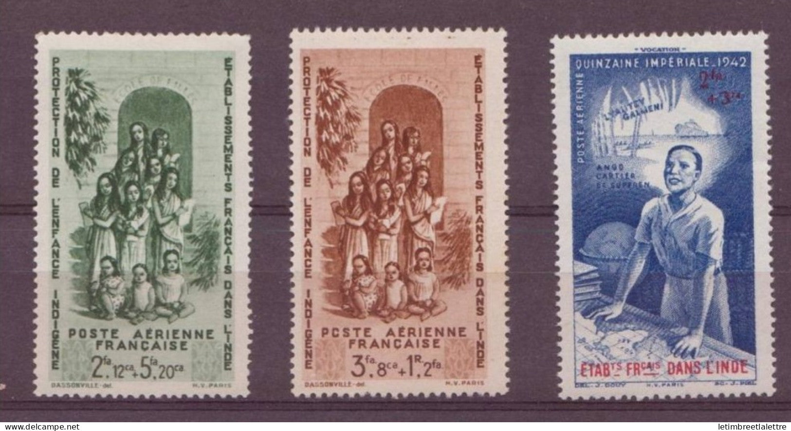 Inde - Poste aérienne - YT n° 7 8 et 9 ** - neuf sans charnière -