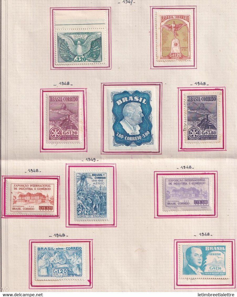 ⭐ Brésil - Poste Aérienne - à la page - sur charnière - avec rousseurs - 1947 / 1948 ⭐