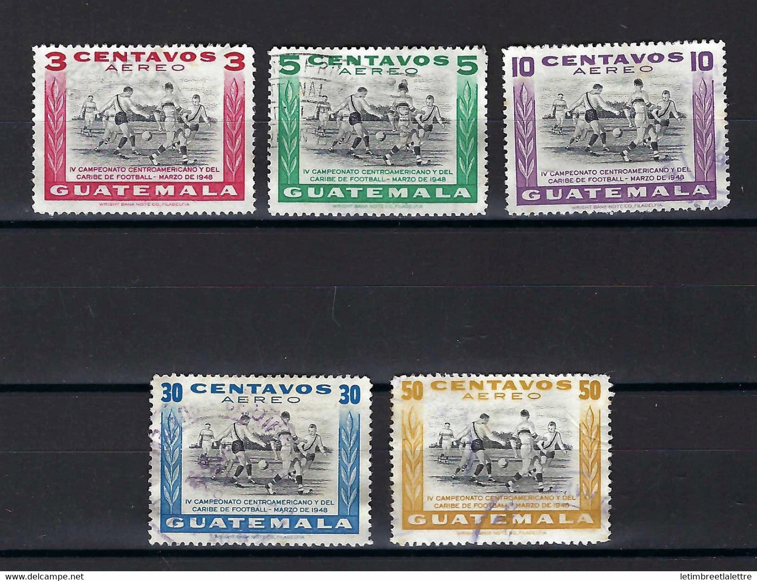 ⭐ Guatemala - Poste Aérienne - YT N° 160 à 164 - Oblitéré - 1948 ⭐