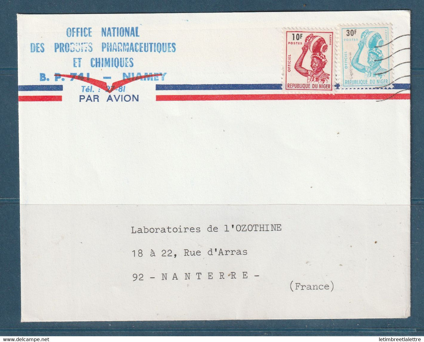 Niger - lettre de service - Niamey RP par avion - 1965