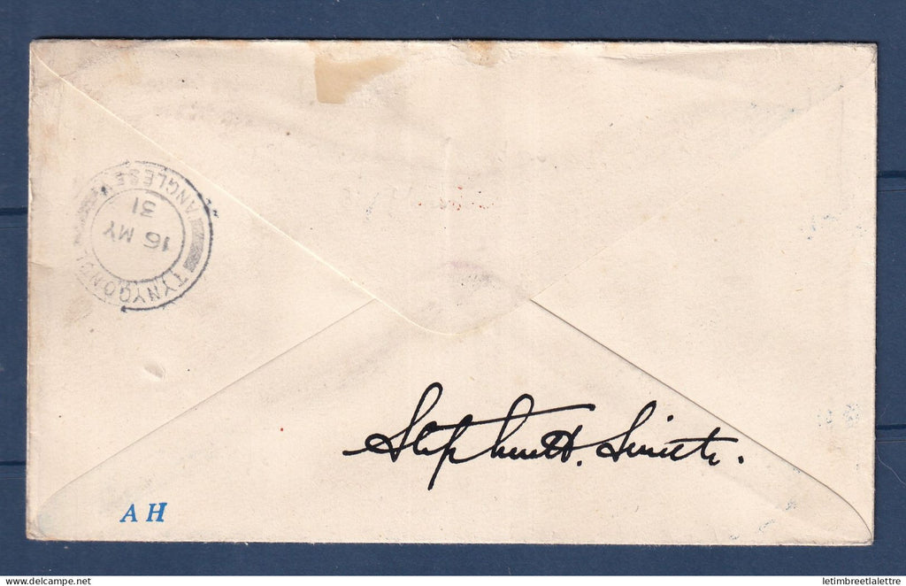 Birmanie Burma - Air mail Akyab Croydon - enveloppe décorée Inde - Signé du Pilote - 1931