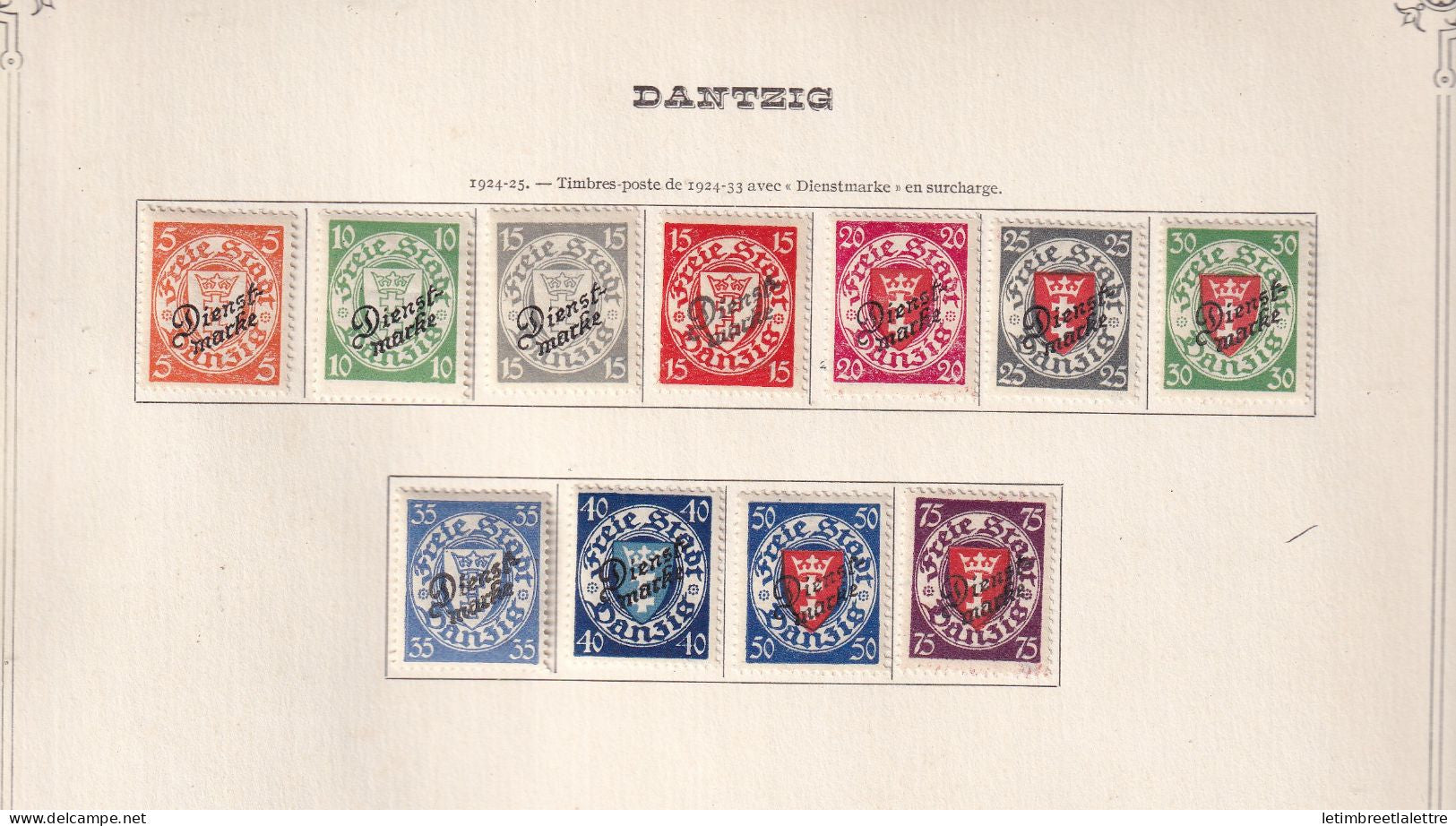 Dantzig - collection à la Page - Service - * Neuf avec charnière - 1924 1925