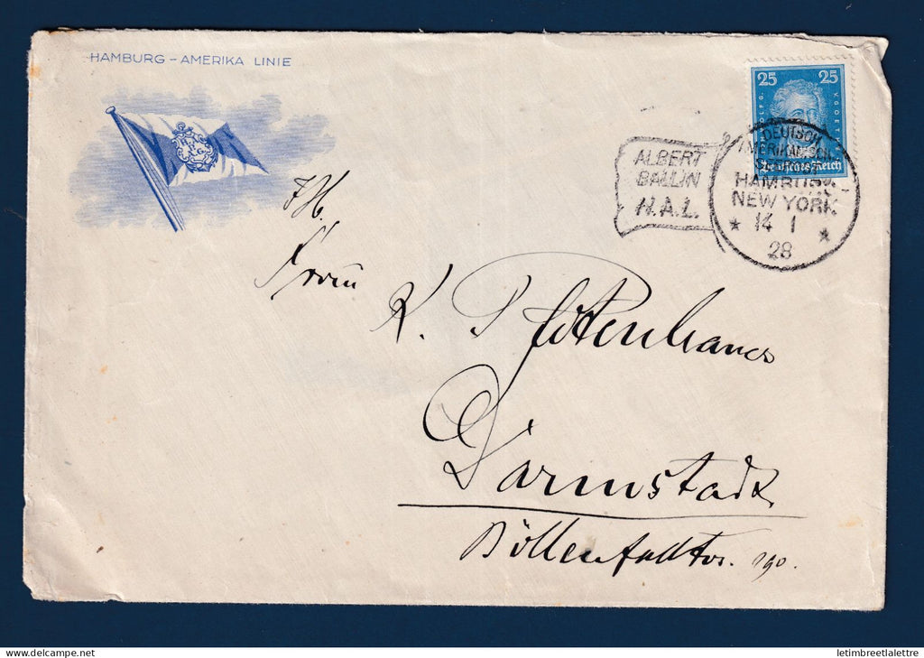 Allemagne - Ligne maritime Hamburg Amerika Linie - Albert Ballin HAL - Hambourg New york 1928
