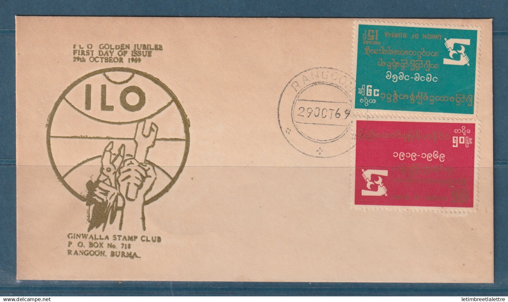Myanmar - Birmanie -  Burma - YT n° 124 et 125 - FDC premier jour organisation internationale du travail - 1969