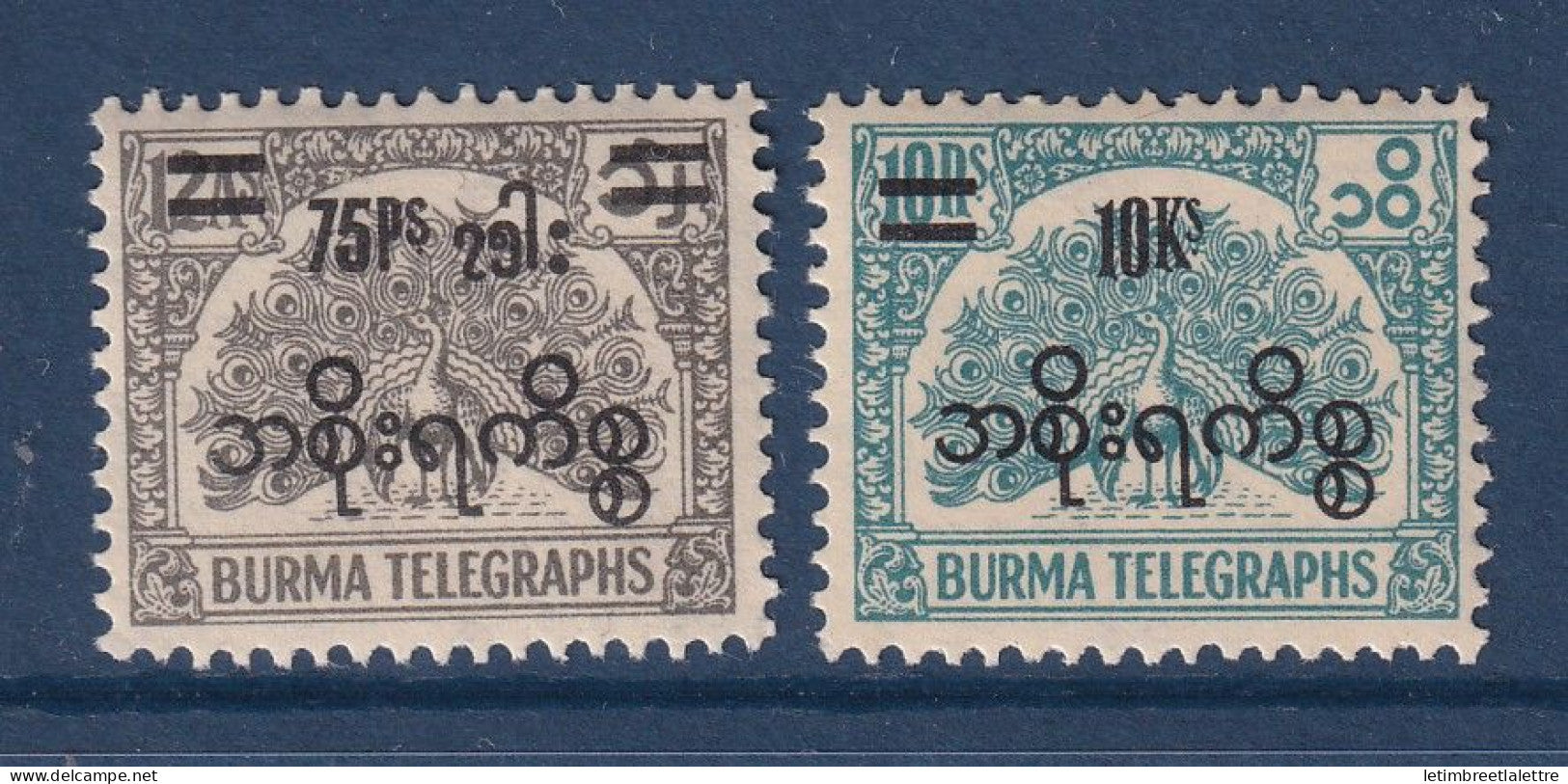 Birmanie - Burma - Télégraphes - SG n° T 19 et T 20 ** - neuf sans charnière