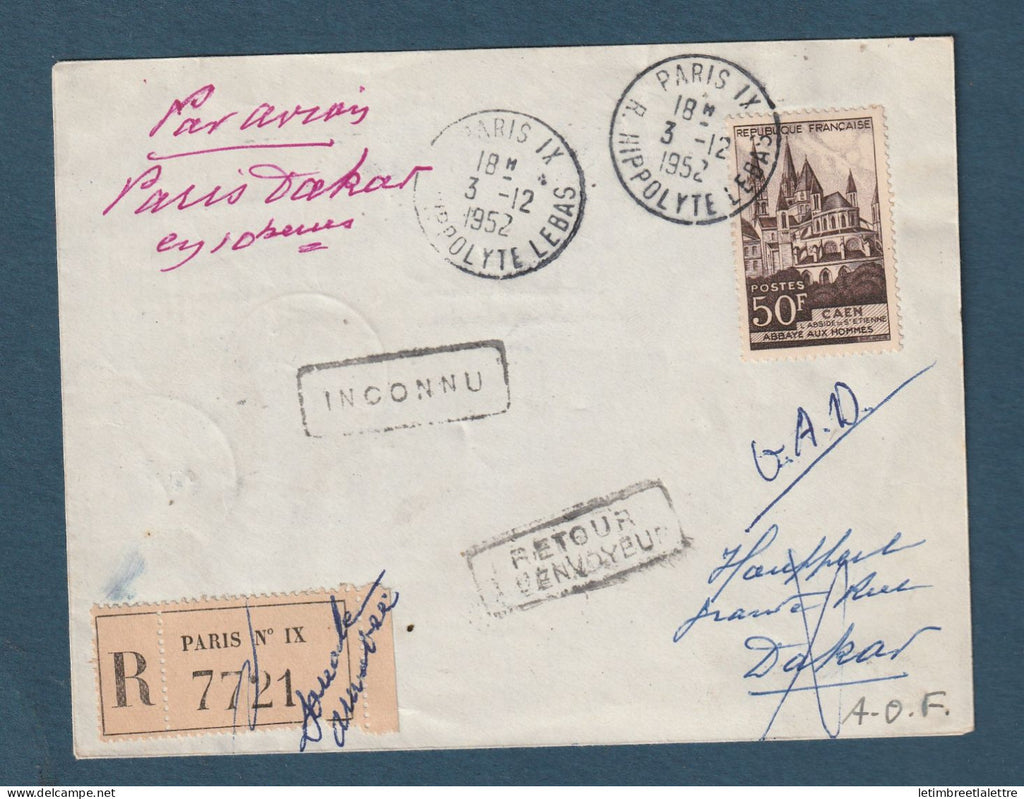 France - Par avion Paris Dakar en 10 heures - 1952