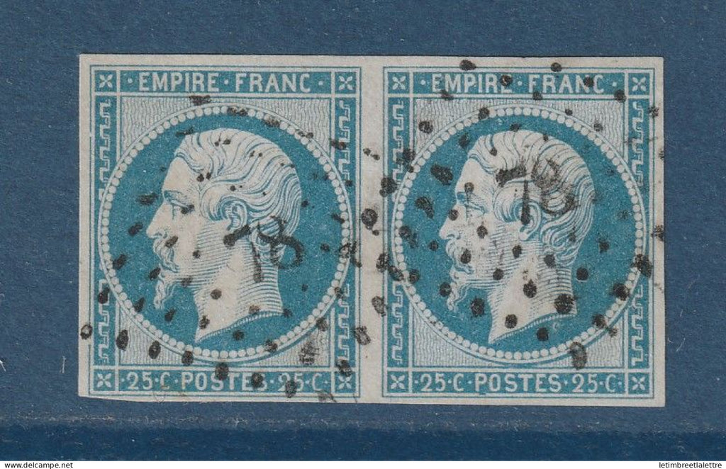 France - YT n° 15 en paire - oblitéré - signé - 1853