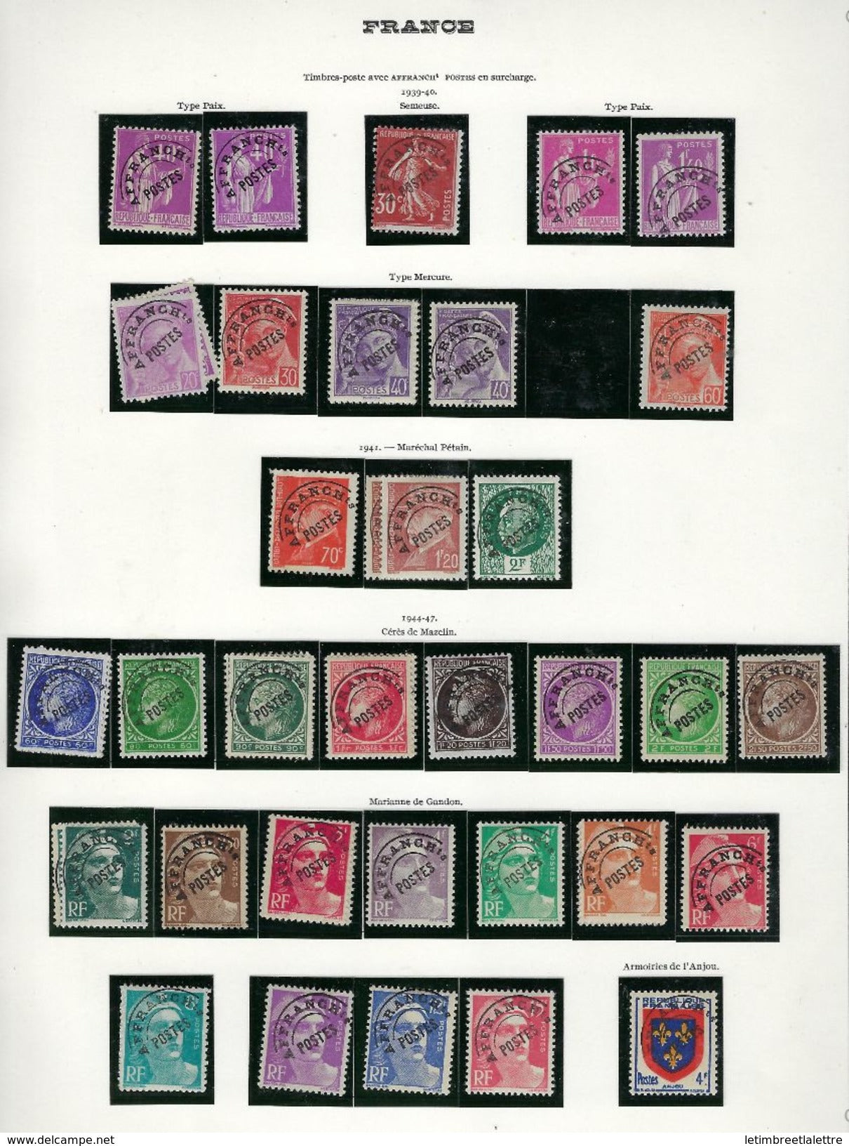 Timbres Préoblitérés 1939 - 1947