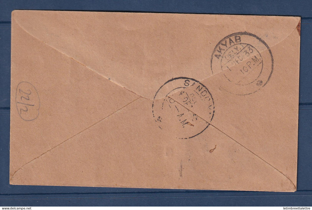 Birmanie Burma - Poste aérienne - premier vol Rangoon Sandoway - to Calcutta - Indian Airways - 1933