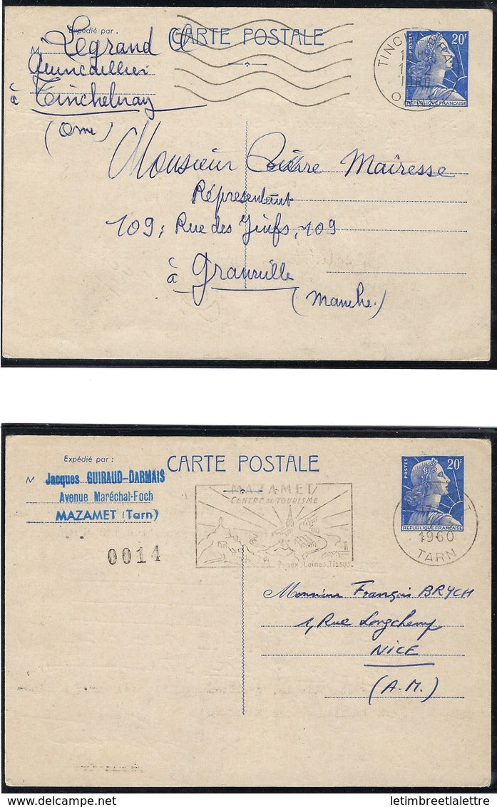 France - Thématique Marianne de Muller - N° 1011B - CP1 oblitéré - TTB - Entier postal - D2