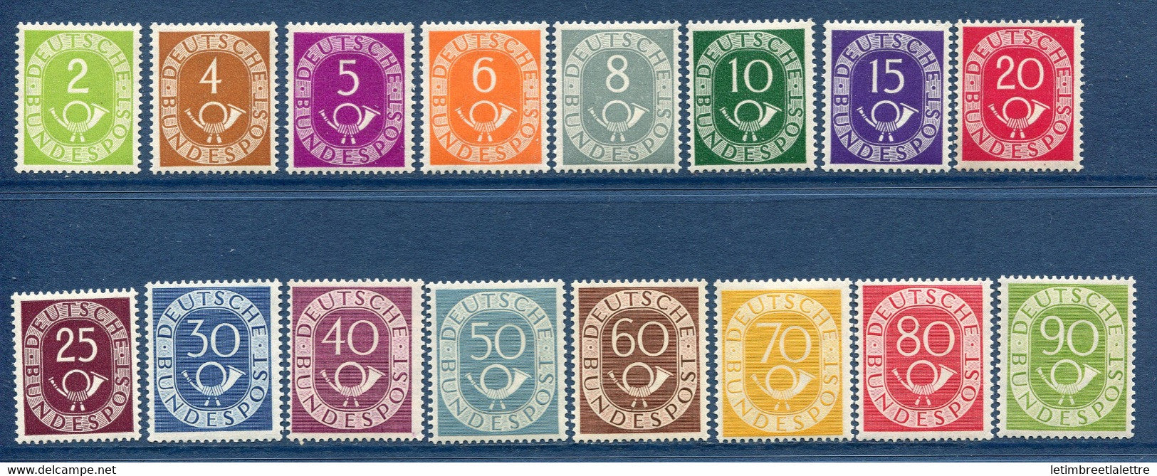 ⭐ Allemagne Fédérale - YT n° 9 à 24 ** - Neuf sans charnière - TB Superbe - 1951 / 1952 ⭐
