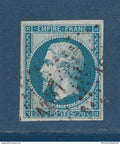 France - YT n° 14 B a - type 2 - oblitéré - Vert - 1853