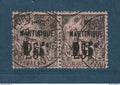 Martinique - Variété - YT n° 17  - Se tenant à normal - 5 penché - Oblitéré - 1888 / 1891