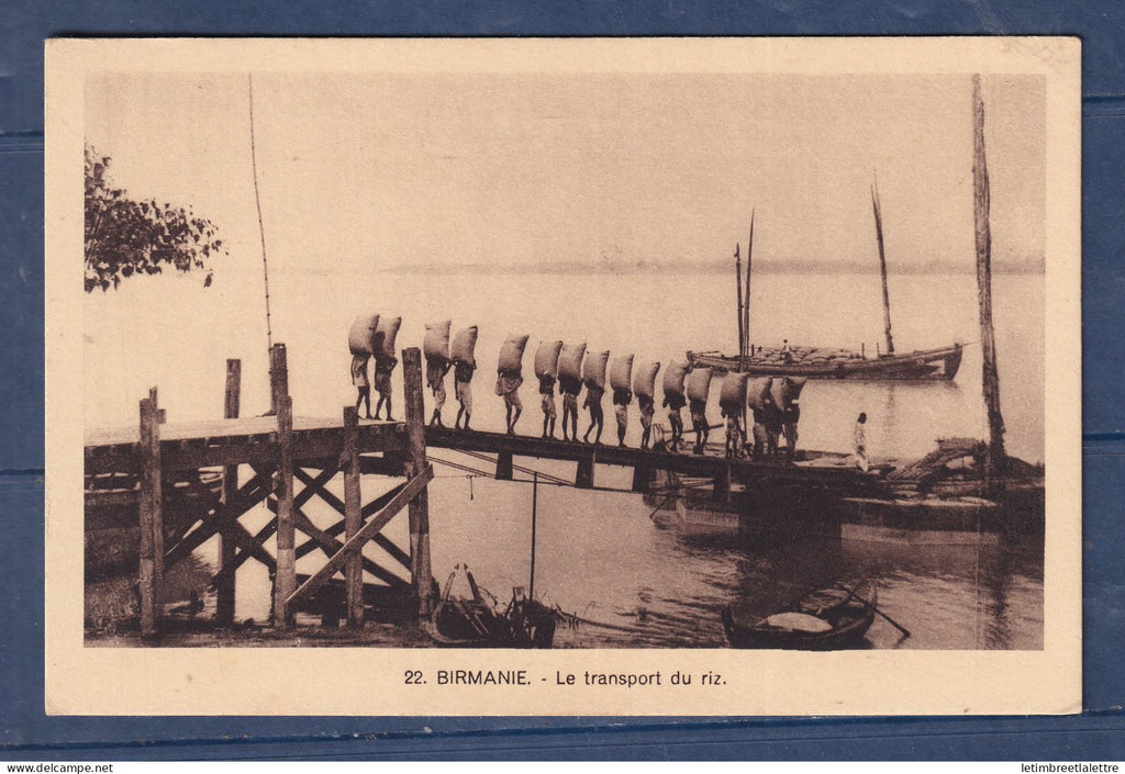 Myanmar - Birmanie - Burma - carte postale - le transport du Riz - agriculture