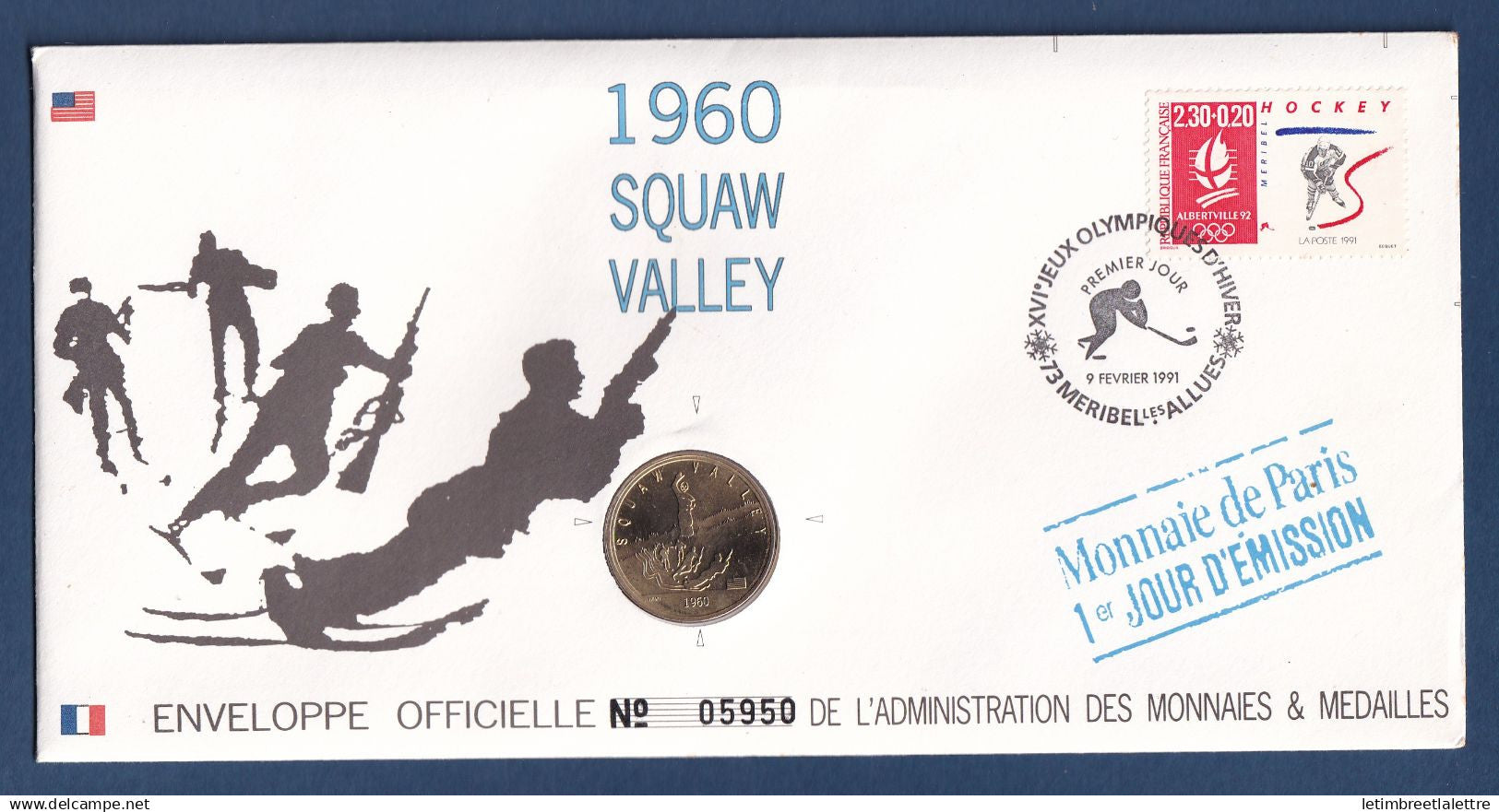 France - Enveloppes officielle - Monnaie de Paris - 1er jour d'émission - Jeux Olympiques - 1991