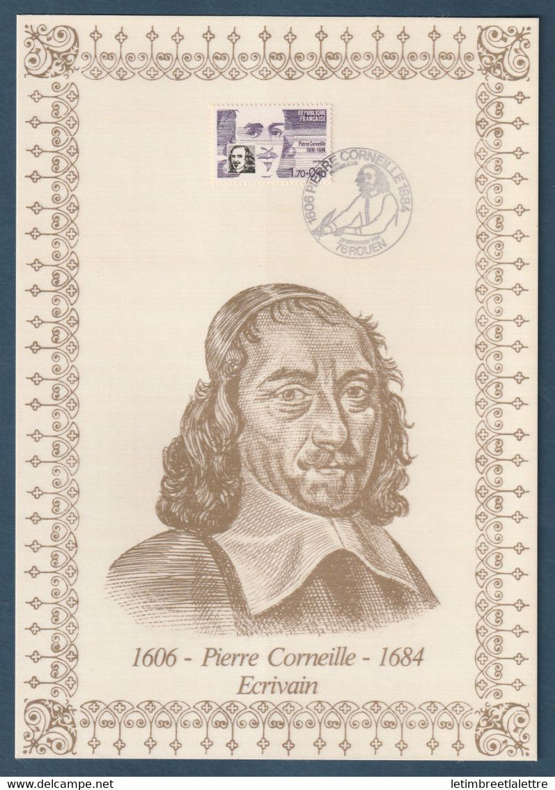 ⭐ France - Document Philatélique - Premier Jour - FDC soie - Pierre Corneille - Ecrivain - 1984 ⭐