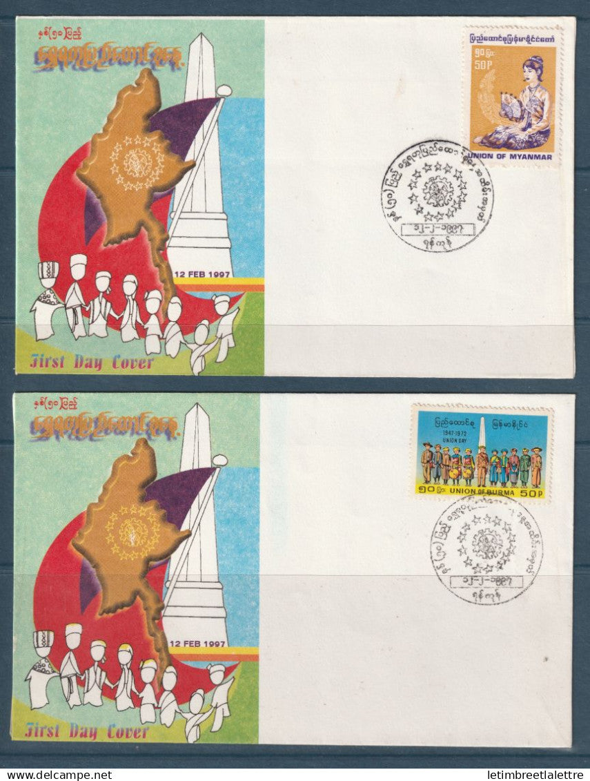 Myanmar - Birmanie - Burma - FDC - YT n° 142 et 162 oblitéré premier jour - 1972 1974