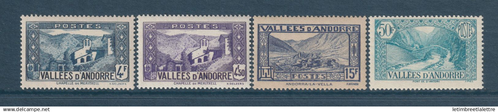 Andorre - YT n° 89 à 92 * - Neuf avec charnière - 1937 1943