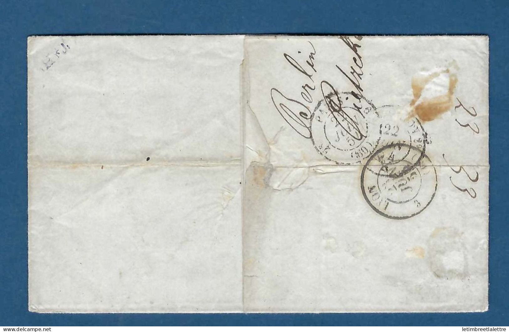 Allemagne - Marque de Passage provenance Prusse par Forbach - Prusse 3 ème rayon - 1854
