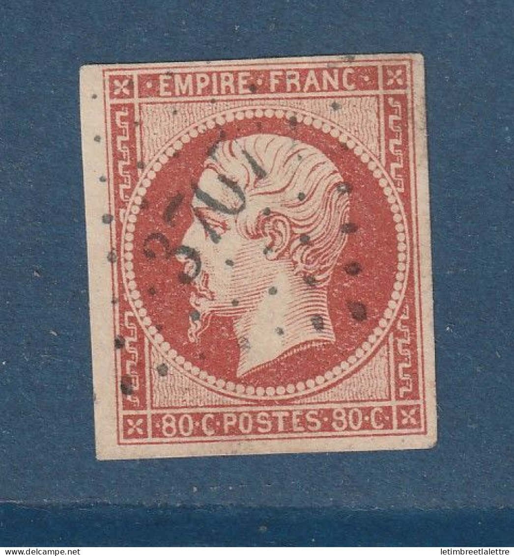 France - YT n° 17 A f Vermillonné - oblitéré - signé Calves - 1853