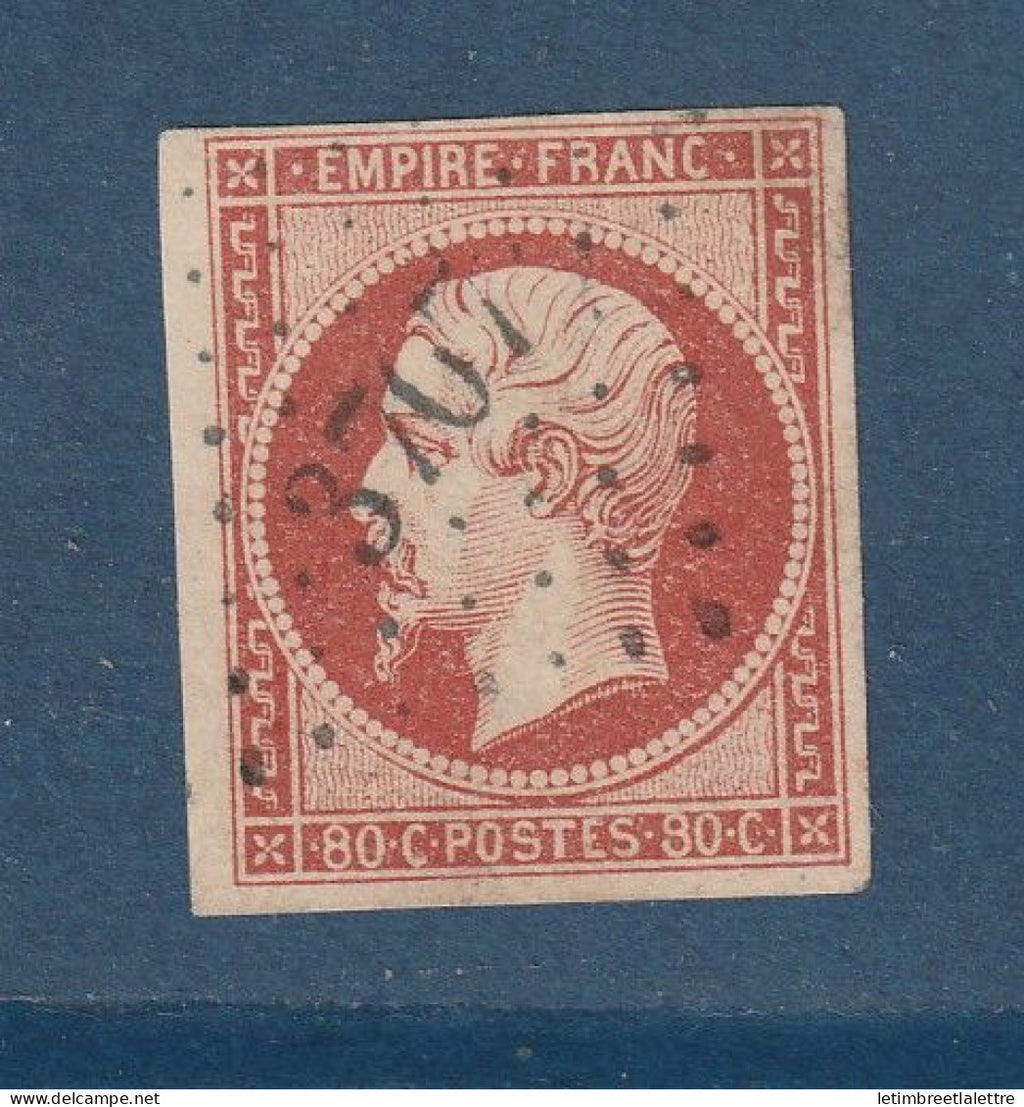 France - YT n° 17 A f Vermillonné - oblitéré - signé Calves - 1853