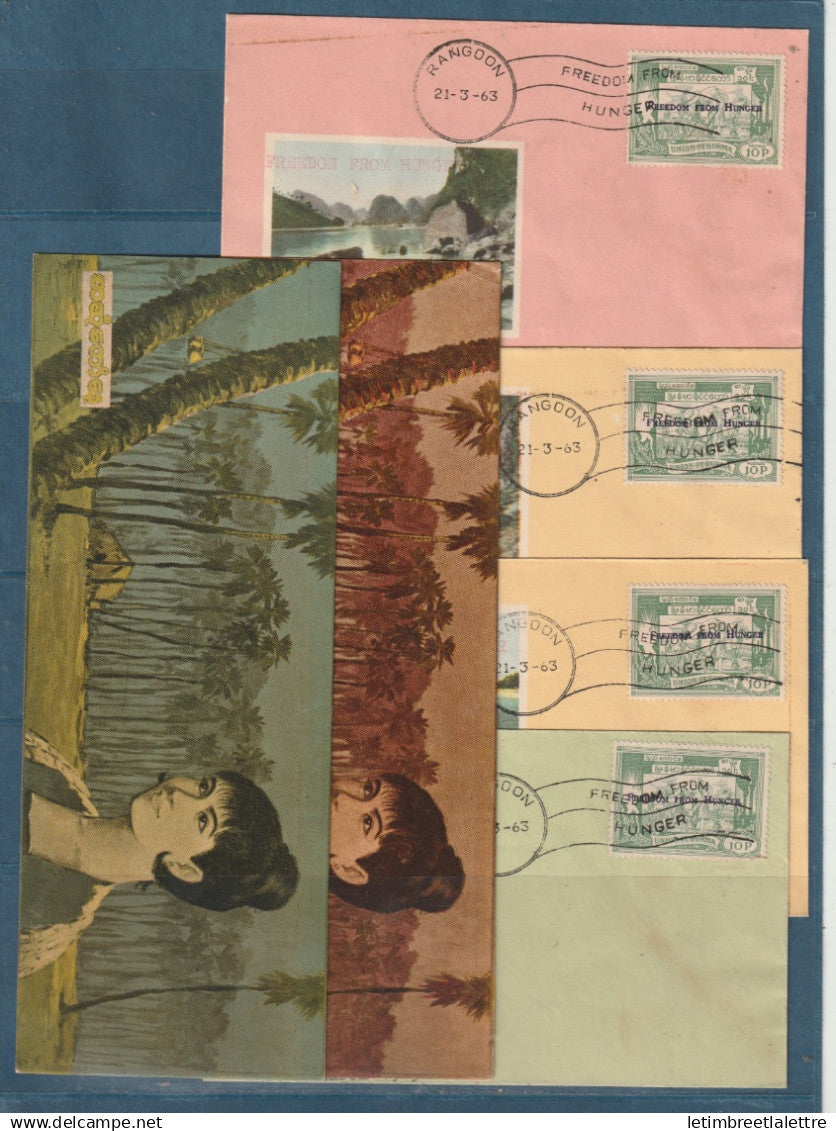 Myanmar - Birmanie - Burma - YT n° 88 et 89 - FDC premier jour Freedom from Hunger - 1963