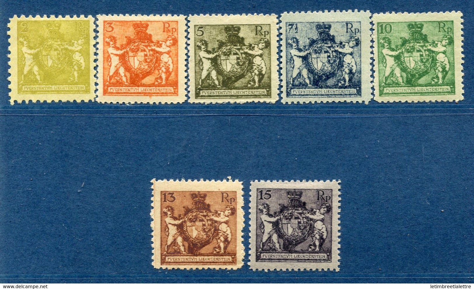 ⭐ Liechtenstein - YT n° 46 A à 51 A + 44 B * - Neuf avec charnière - 1921 ⭐