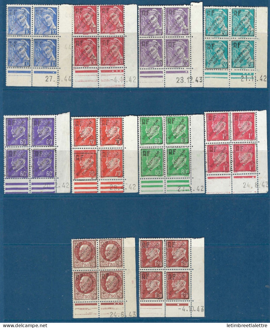 France - Libération de Marseille - Gouvernement provisoire - n° 42 à 51 ** - Neuf sans charnière - coin daté - 1942 1943