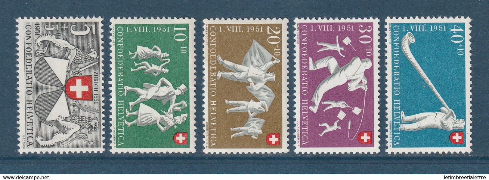 Suisse - YT n° 507 à 511 ** - Neuf sans charnière - N° 509 manquant - 1951