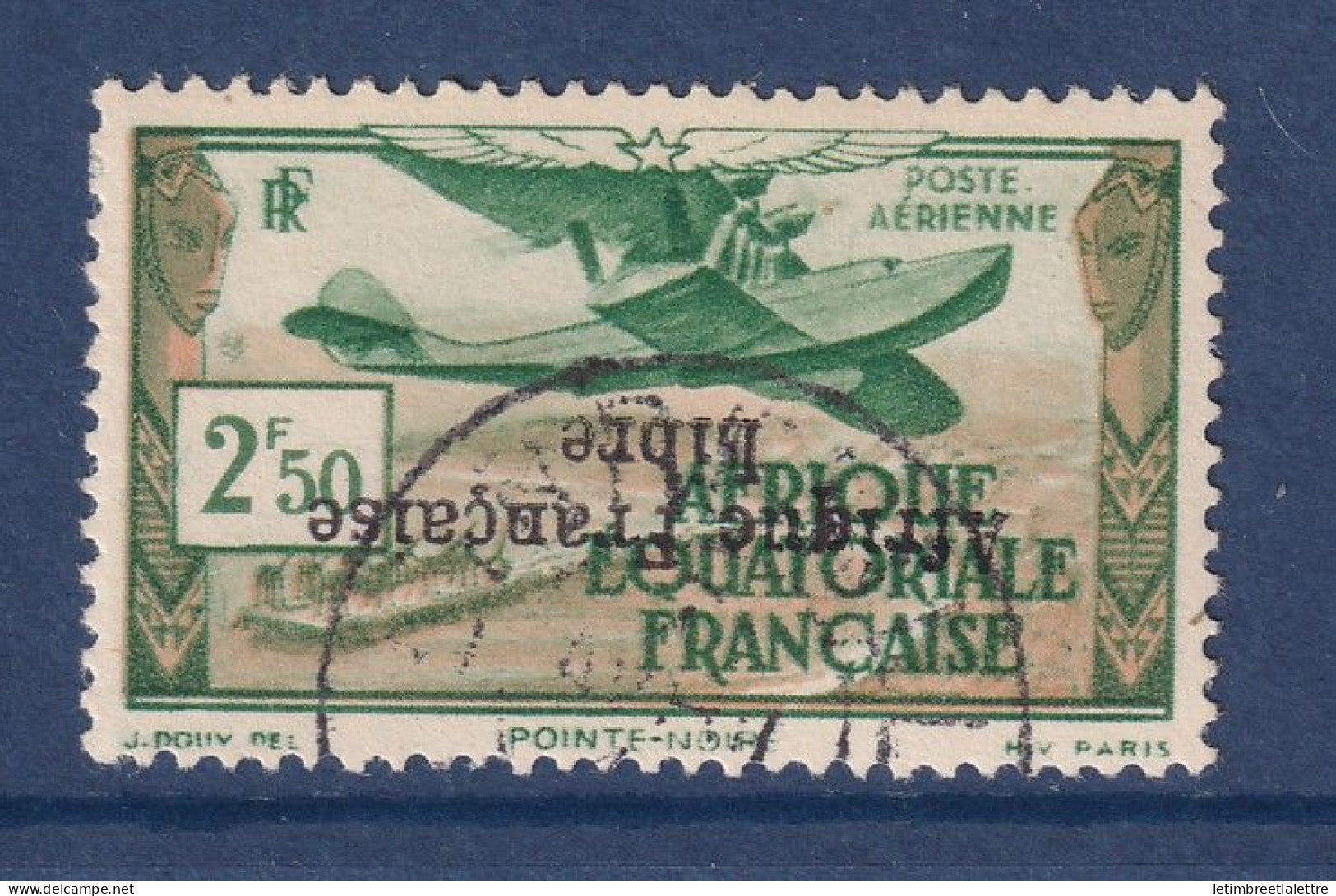 AEF - Poste aérienne - Variété - YT n° 15 a - Oblitéré - Surcharge renversée - 1940 1941