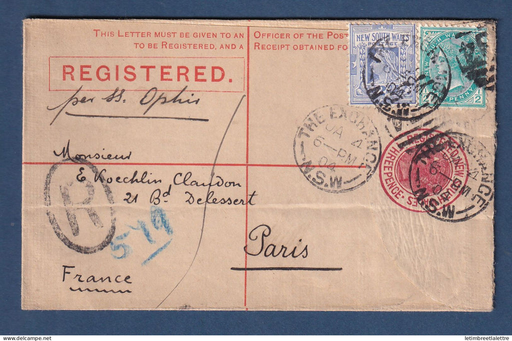 Nouvelle Galles Du Sud - Entier postal - pour la France - 1904